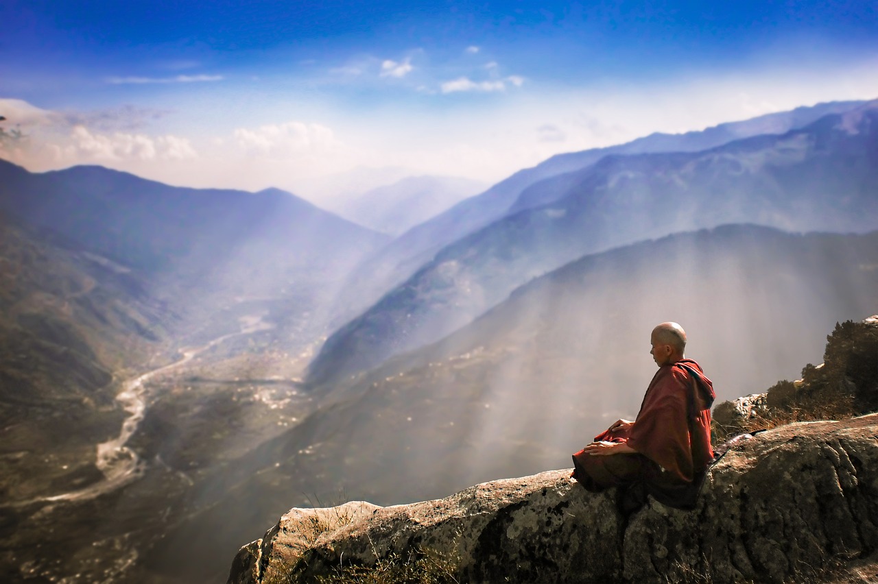 monk, meditation, cliffs, valley, theravada buddhism, kullu, nature, travel, outing, calm, peace, landscape, himalaya, monk, monk, monk, monk, monk, kullu, himalaya, himalaya