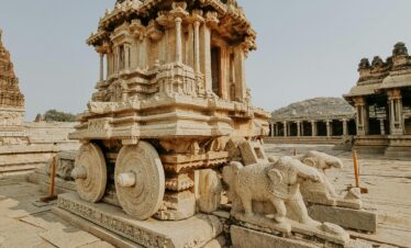 Magnificent stone chariot of Hampi, India showcasing ancient Indian architecture.